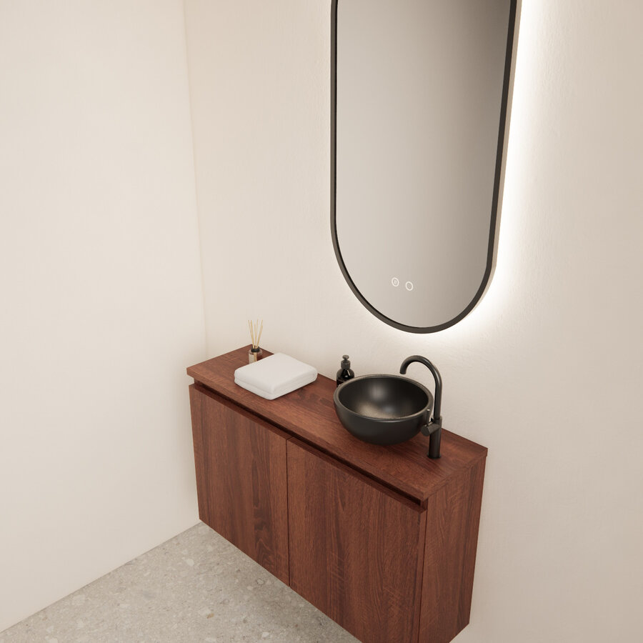 Fonteinmeubel BWS Meadow 80x50 cm Choco Eiken Incl. Topplaat