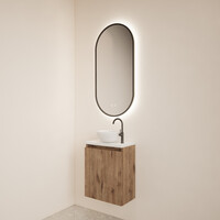 Fonteinmeubel BWS Meadow 40x50 cm Wellington Oak Incl. Topplaat Mat Wit