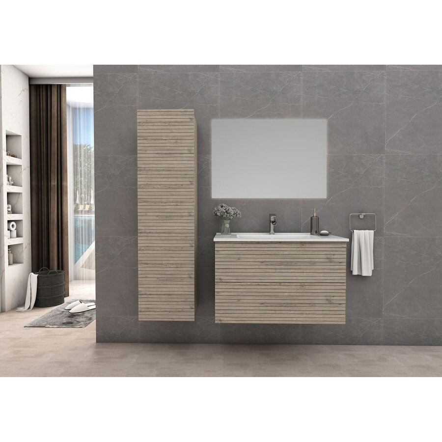 Onderkast BWS Elite 60x45x50 cm Met Horizontaal Reliëf Licht Hout