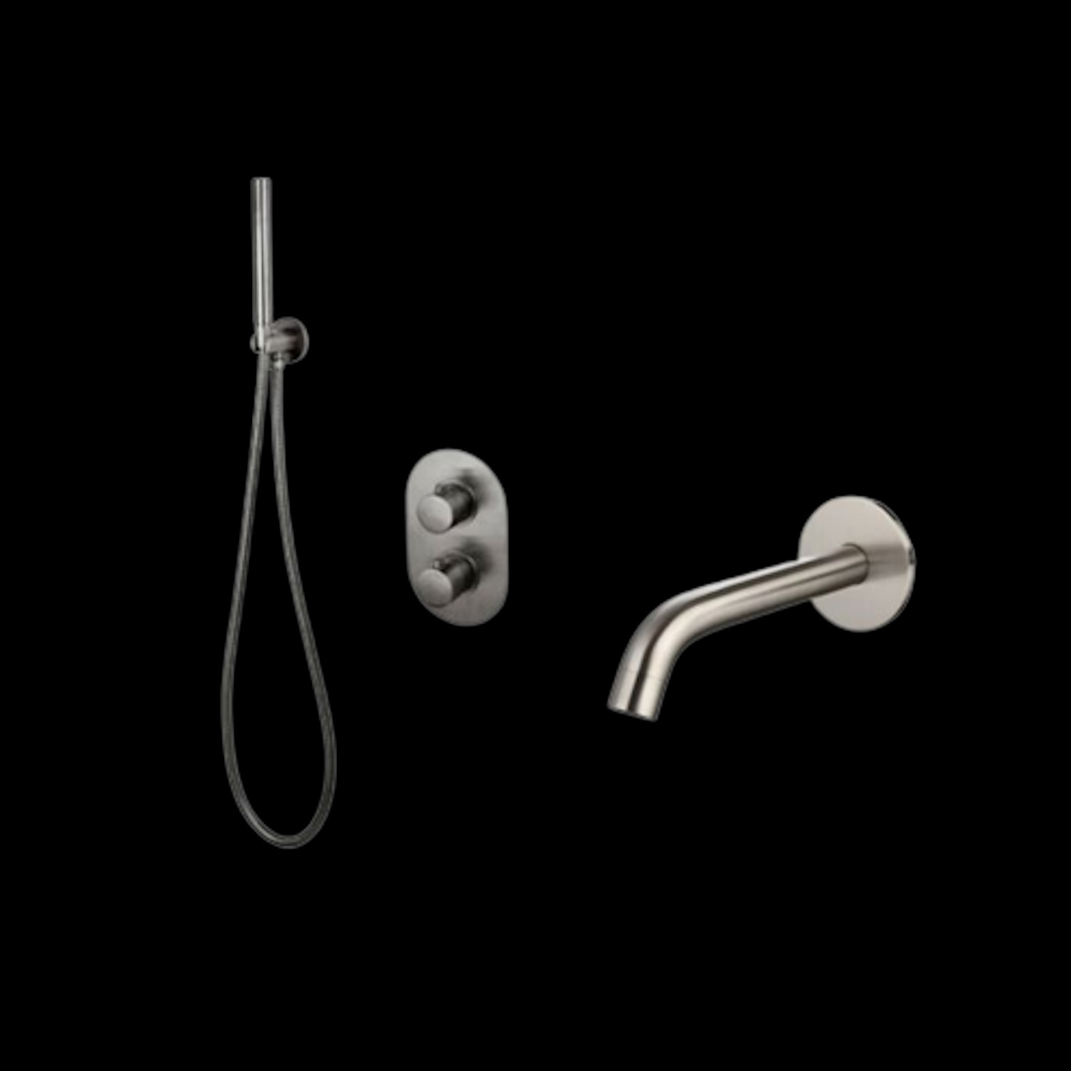 Badset Sanilux Rubb Inbouw Met Thermostaat, Doucheslang en Handdouche Gunmetal Sanilux