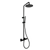 Sanilux Regendoucheset Opbouw Sanilux Blair Thermostatisch Geribbelde Knop Douchekop 25 cm Mat Zwart