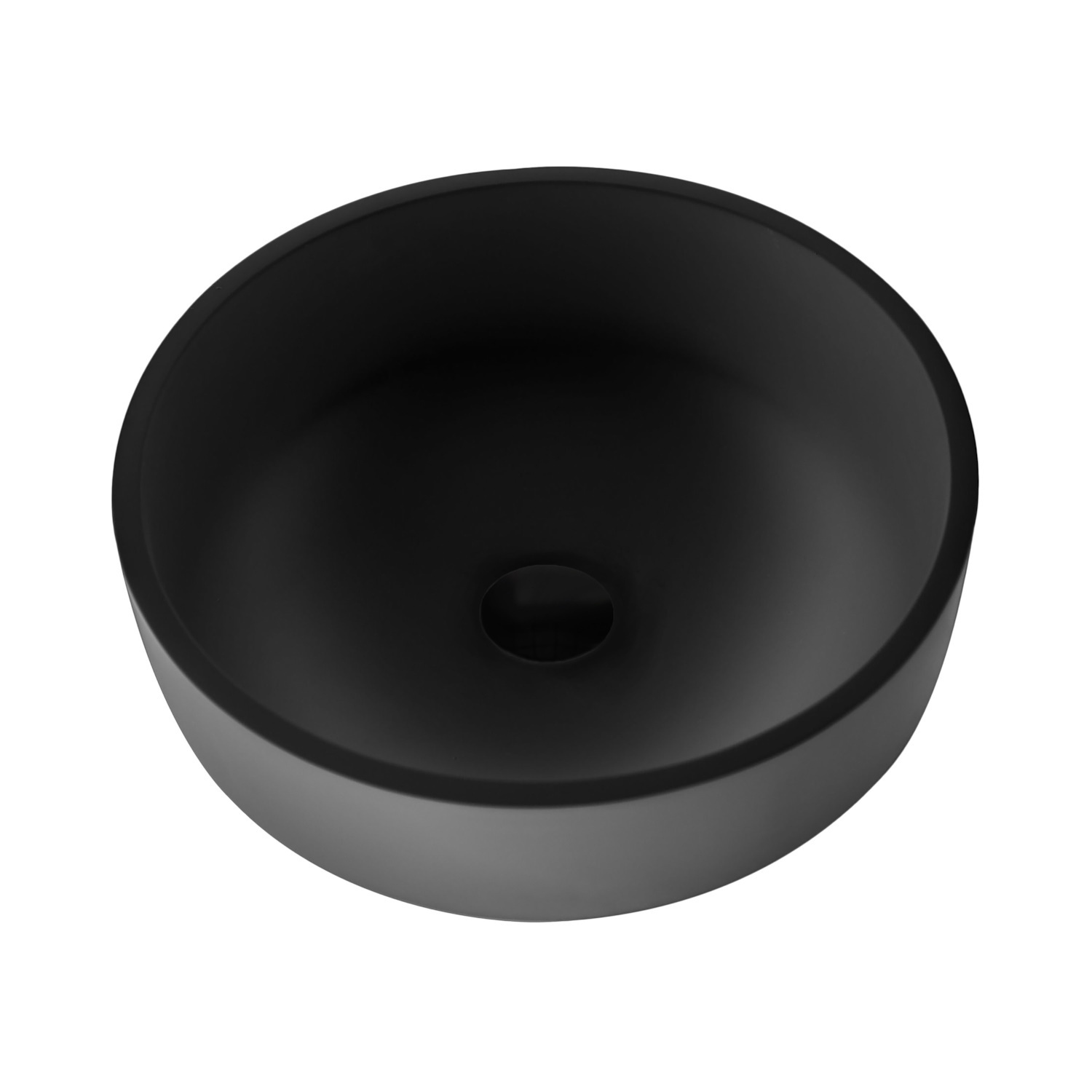 Waskom BWS Veroni 13x40x40 cm Hoog Rond Solid Surface Zwart Boss & Wessing