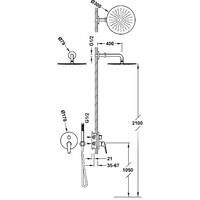 Regendouche Inbouw Tres Fuji 210 cm met Handdouche Mat Rose Gold