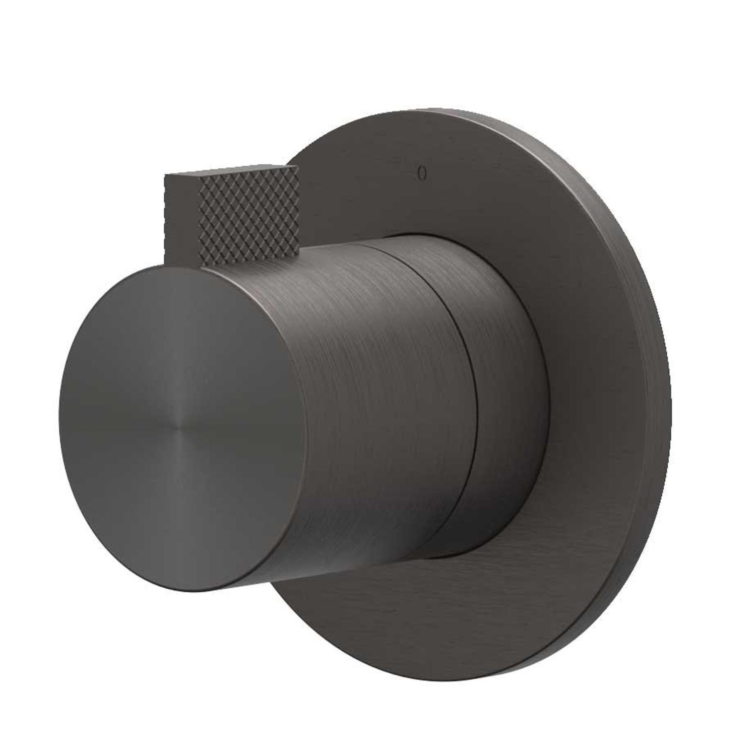 Afbouwdeel IVY Tribe Doorstroom inbouwstopkraan Symmetry Met Rond Rozet RVS316 Geborsteld Carbon Black PVD IVY
