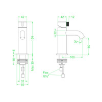 Wastafelkraan IVY Tribe Model S Coldstart RVS316 Geborsteld Carbon Black PVD