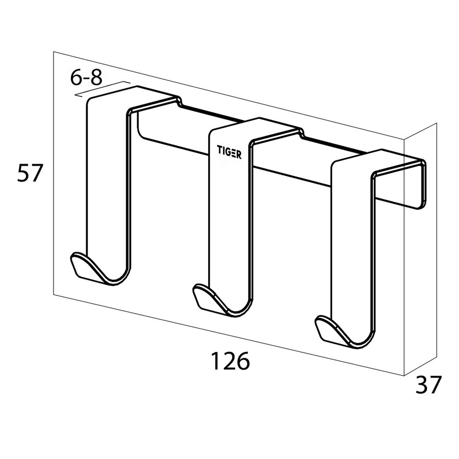 Tiger Rack Basic Deurhaak 20 mm RVS Geborsteld