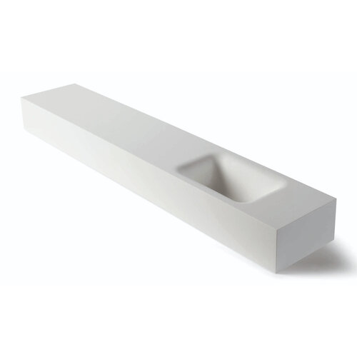 Fontein Luca Sanitair Lea 120x22x12 cm Solid Surface Rechts Zonder Kraangat Mat Wit 