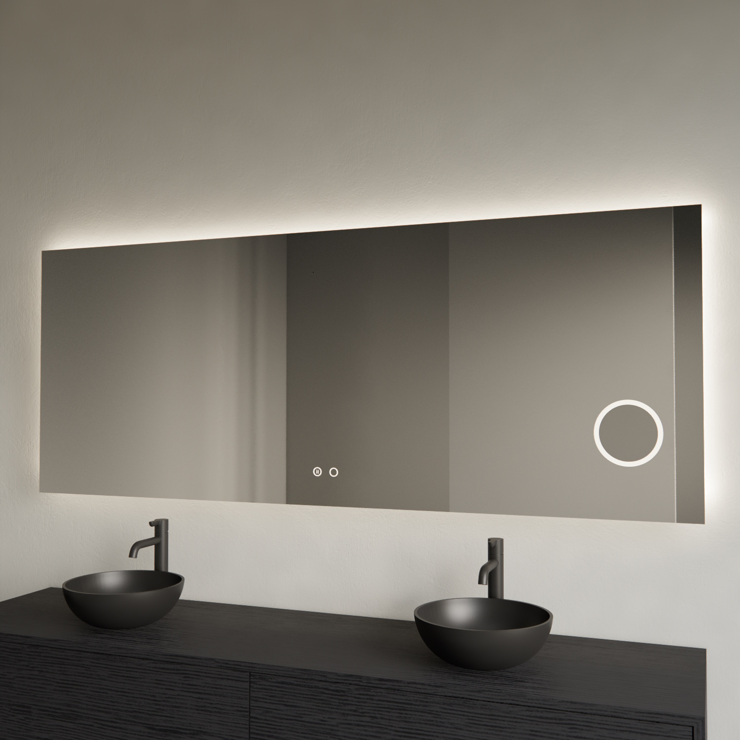Spiegel BWS GlintEdge Rechthoekig 140 x 70 cm Incl. Spiegelverwarming, Scheerspiegel en Indirect LED-verlichting Rondom Boss & Wessing