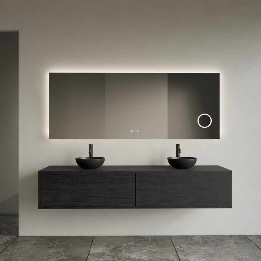 Spiegel BWS GlintEdge Rechthoekig 140 x 70 cm Incl. Spiegelverwarming, Scheerspiegel en Indirect LED-verlichting Rondom