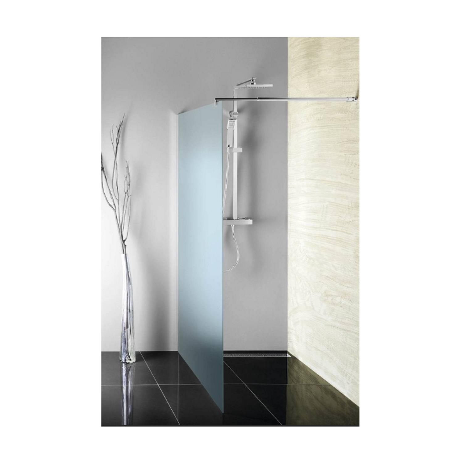 Inloopdouche Sapho Walk-In 100x190 cm met Muurprofiel Chinchilla Glas Sapho