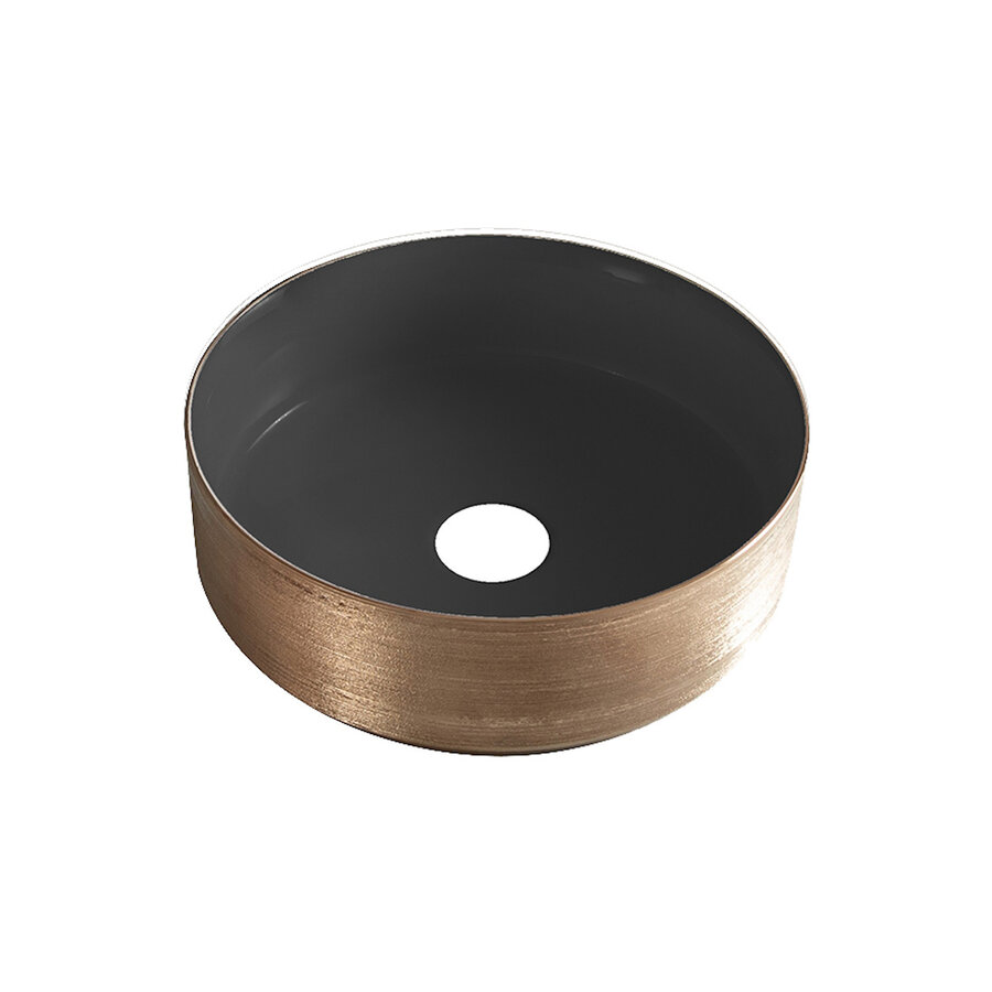 Waskom Wiesbaden Mondri 36x36 Cm Rond Geborsteld Brons Koper / Mat Zwart