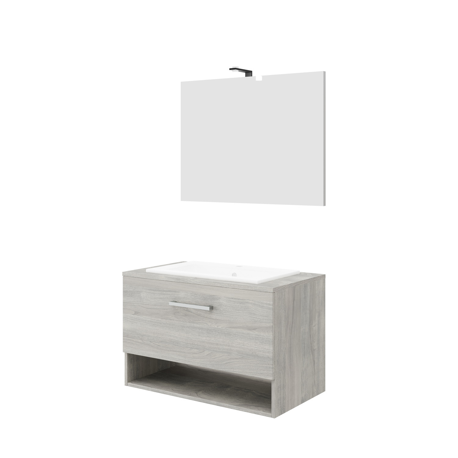 Badkamermeubelset Van Marcke Limone Compleet Set 80 cm Grijs Eiken Met Spiegel Go by Van Marcke