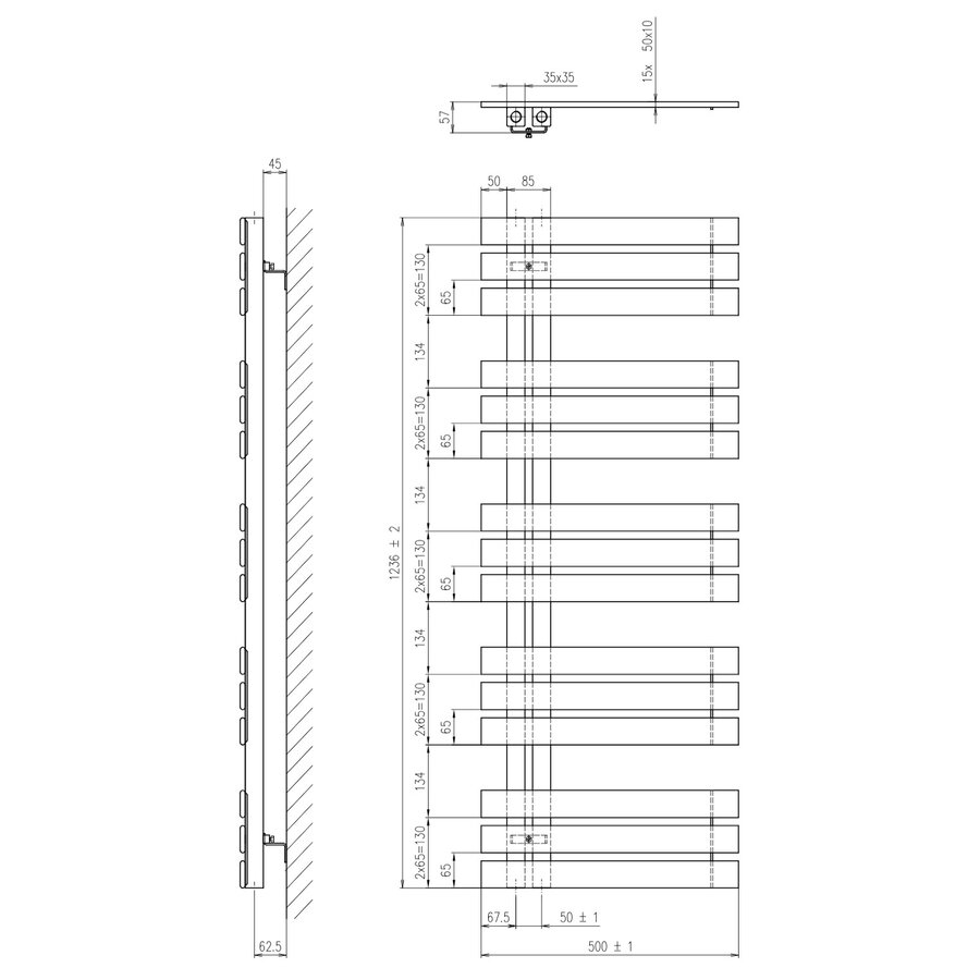 Designradiator Sapho Silvana 50x123.6 cm 561W Wit