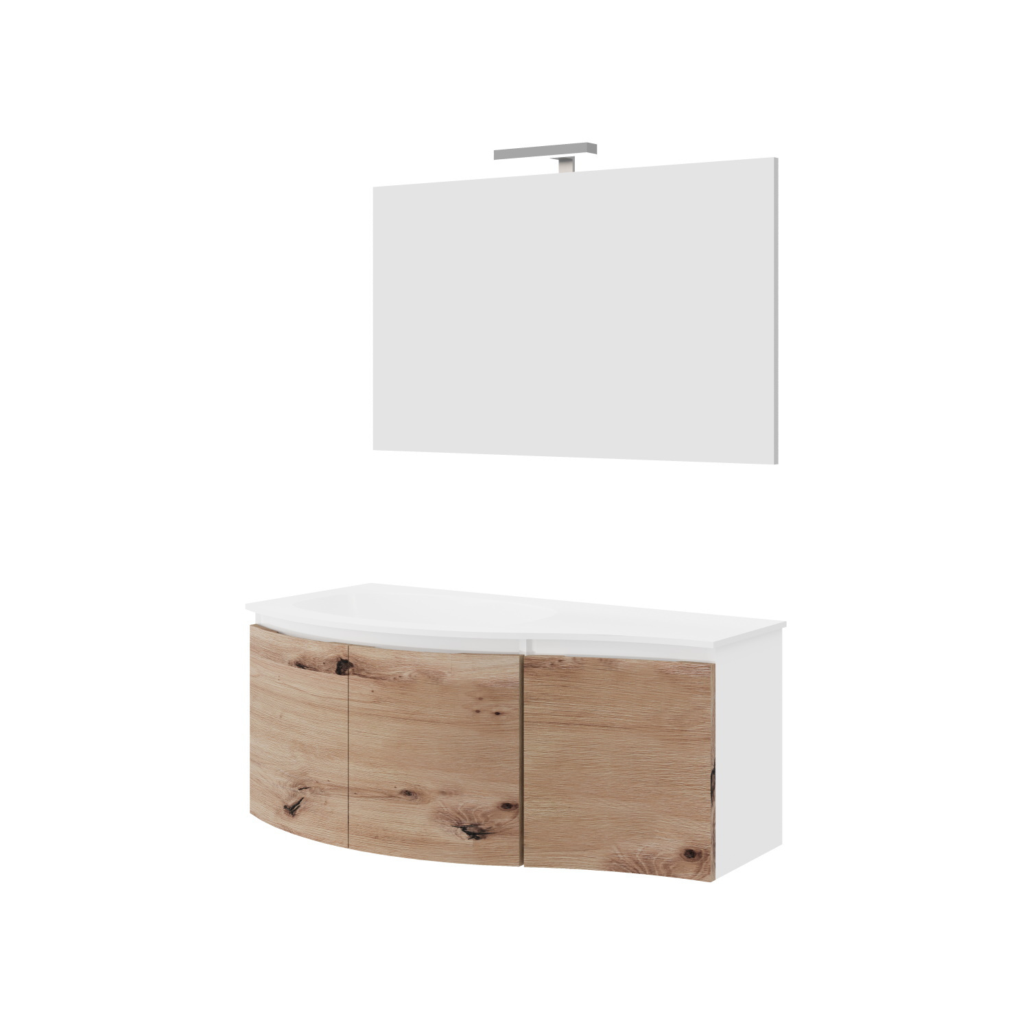 Badkamermeubelset Van Marcke Molina Compleet Set 105 cm Glanzend Wit Gouden Eiken Met Spiegel Go by Van Marcke
