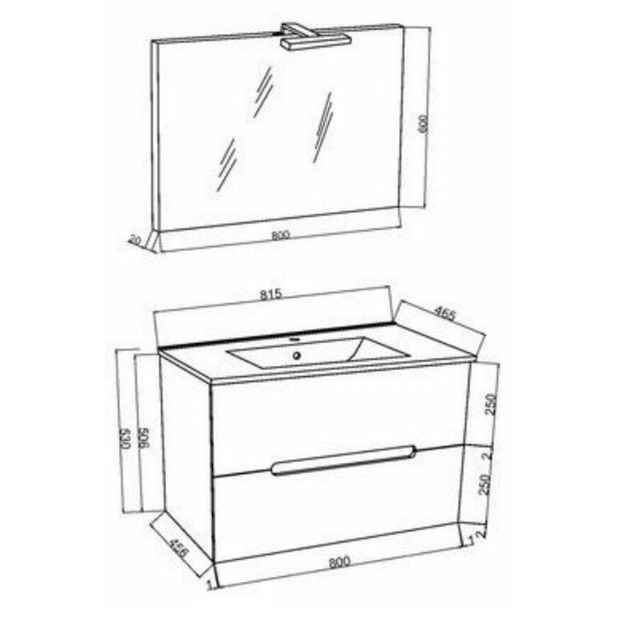 Badkamermeubelset Van Marcke Molina Compleet Set 105CM Glanzend Wit Gouden Eiken Met Spiegel