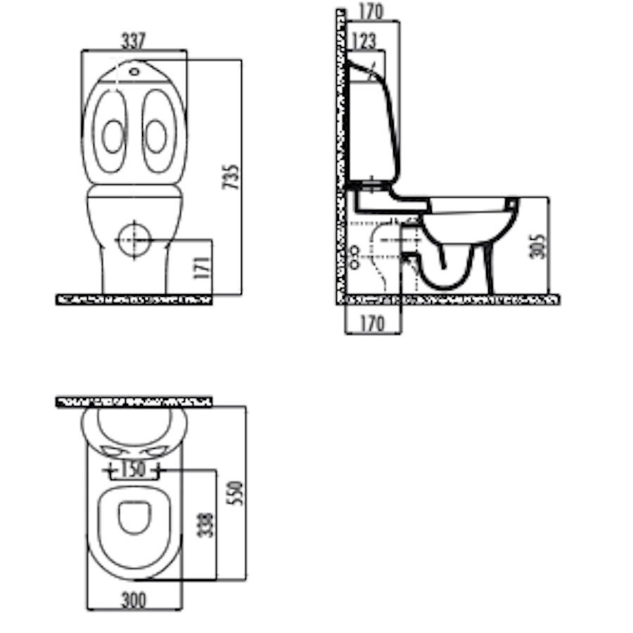 Closet BWS Ducky 30.5 x 30 Cm Wit