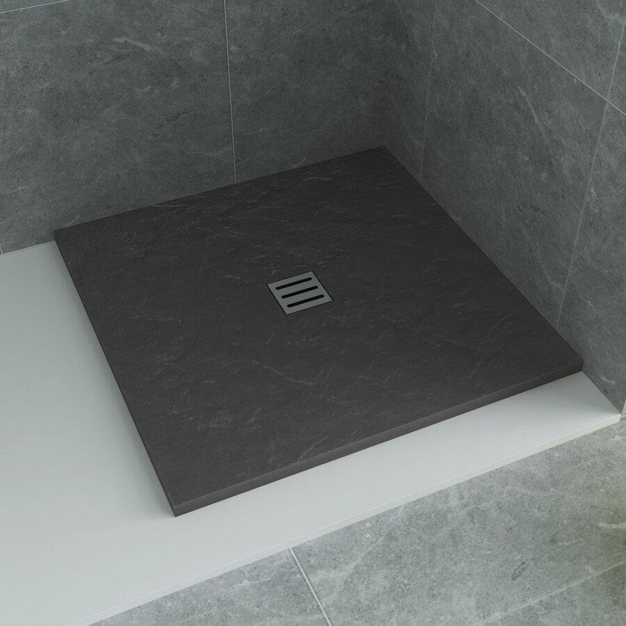 NIET MEER LEVERBAAR Douchebak BWS Ilonda Vierkant Acryl 90x90cm Mat Antraciet