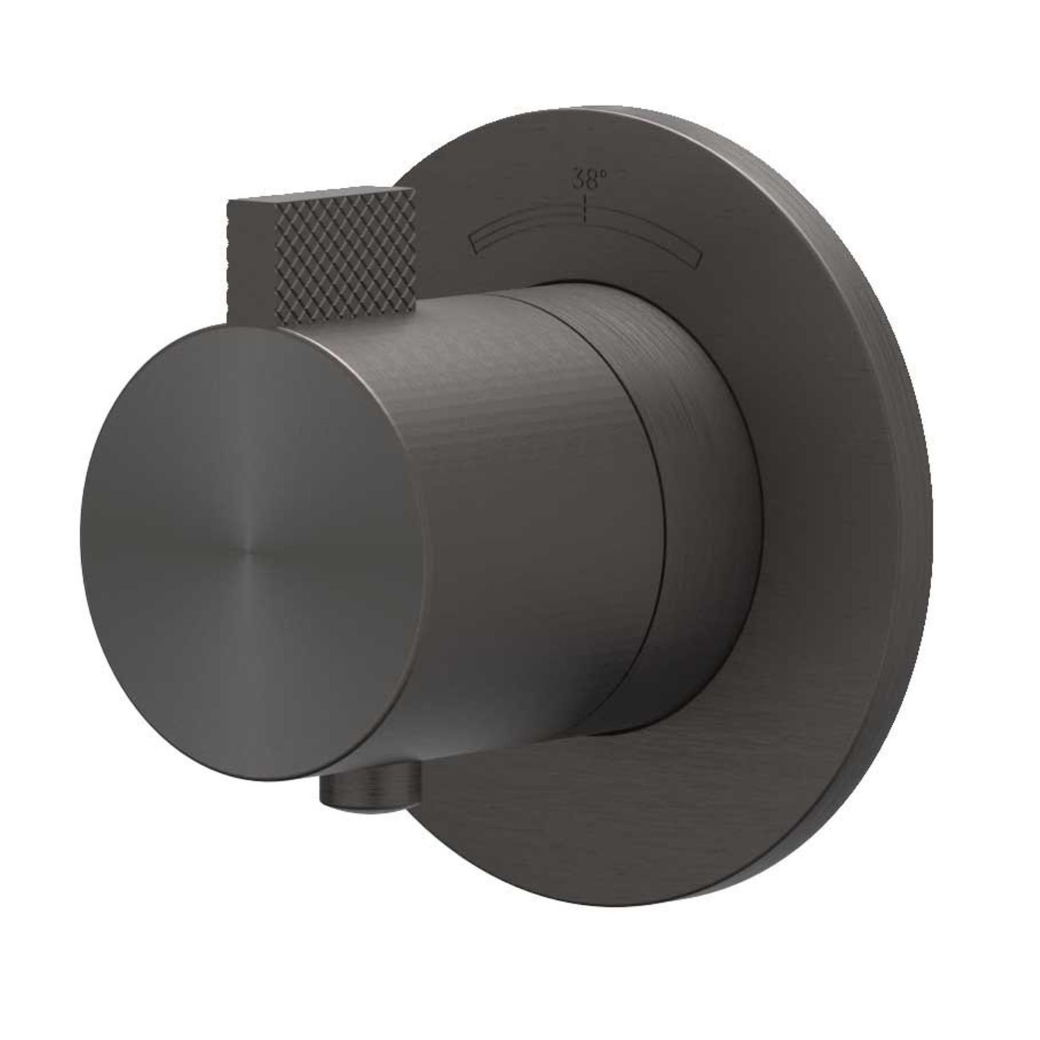 Afbouwdeel IVY Tribe Inbouwthermostaat Symmetry Met Rond Rozet RVS316 Geborsteld Carbon Black PVD IVY
