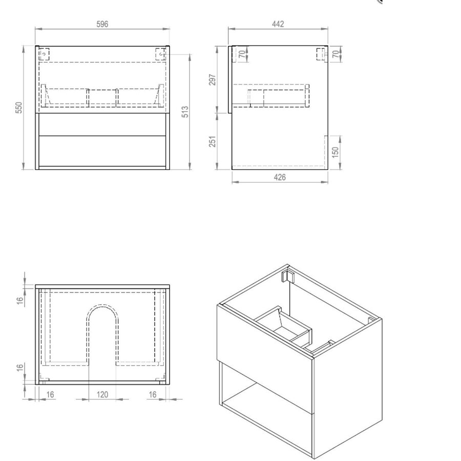 Best-Design "Rigatti-60-Halifax-Greeploos" Meubel Onderkast 60 cm