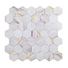 Isodeco Mozaïek Isodeco Steenstrip Hexagon Zelfklevend 28.0x29.0 cm Goud Wit Marmer (Prijs Per Stuk)