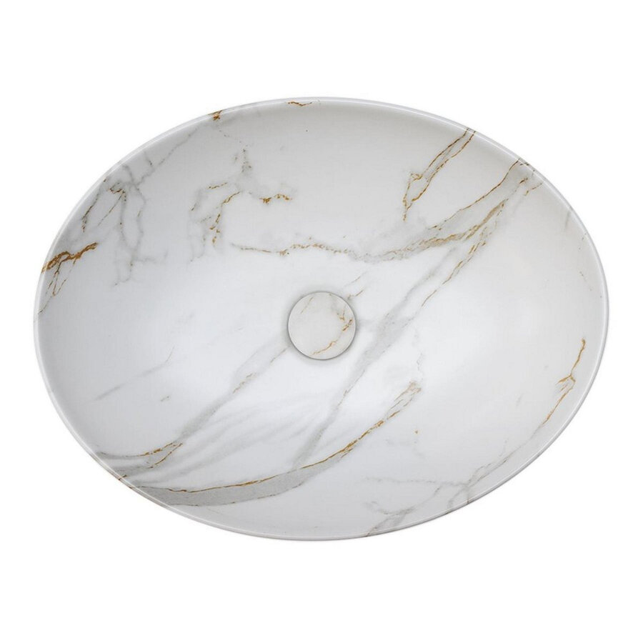 Waskom Riho Marmic Ovaal 52x39,5x13 cm Marmer Keramiek Wit Mat