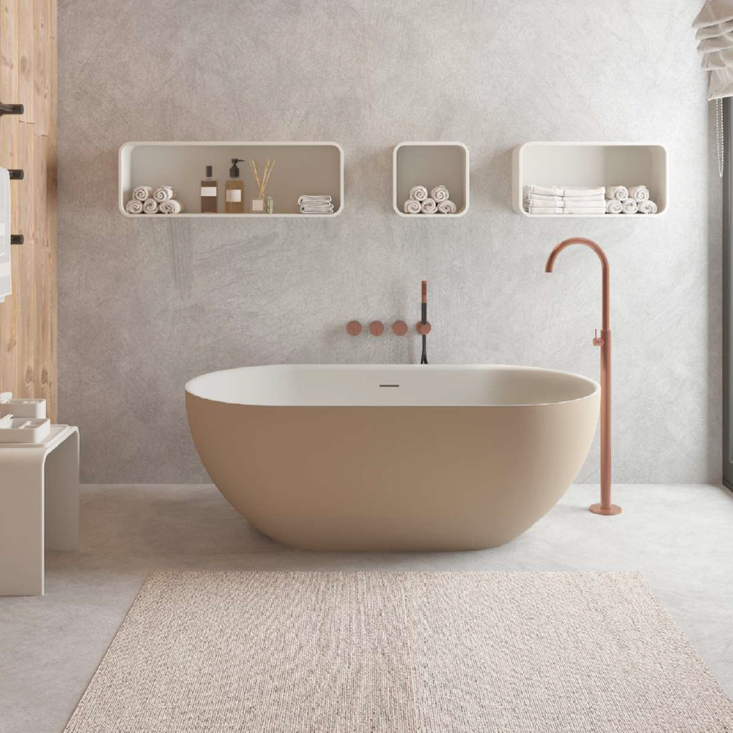 Ligbad Vrijstaand Ideavit Solidera 150x76x53 cm Solid Surface Grey Beige Ideavit
