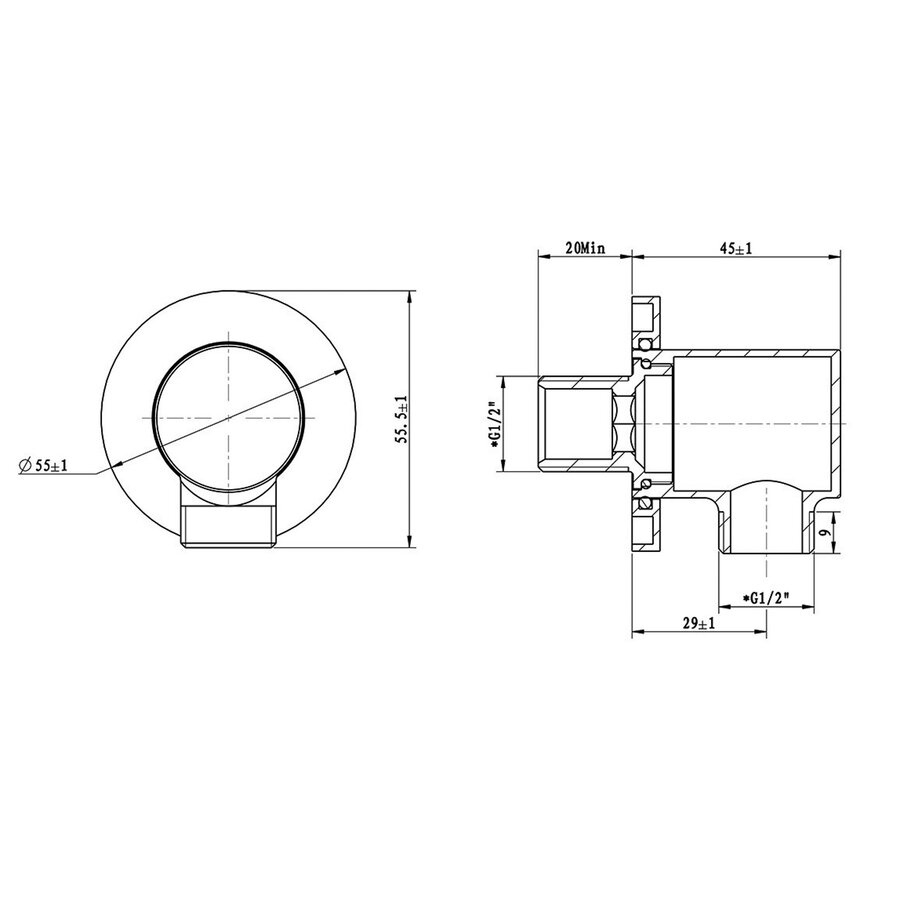 Wandaansluitbocht BWS Danielle Rond 1/2" Geborsteld Brons Koper