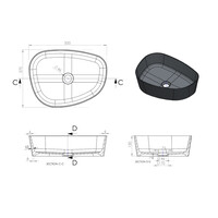 Waskom Arcqua Rocker Cast Marble 50x37 cm Organisch Links Mat Groen