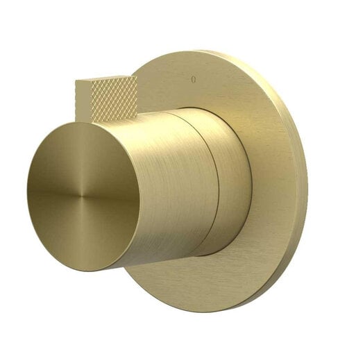 Afbouwdeel IVY Tribe Doorstroom inbouwstopkraan Symmetry Met Rond Rozet RVS316 Geborsteld Mat Goud PVD 