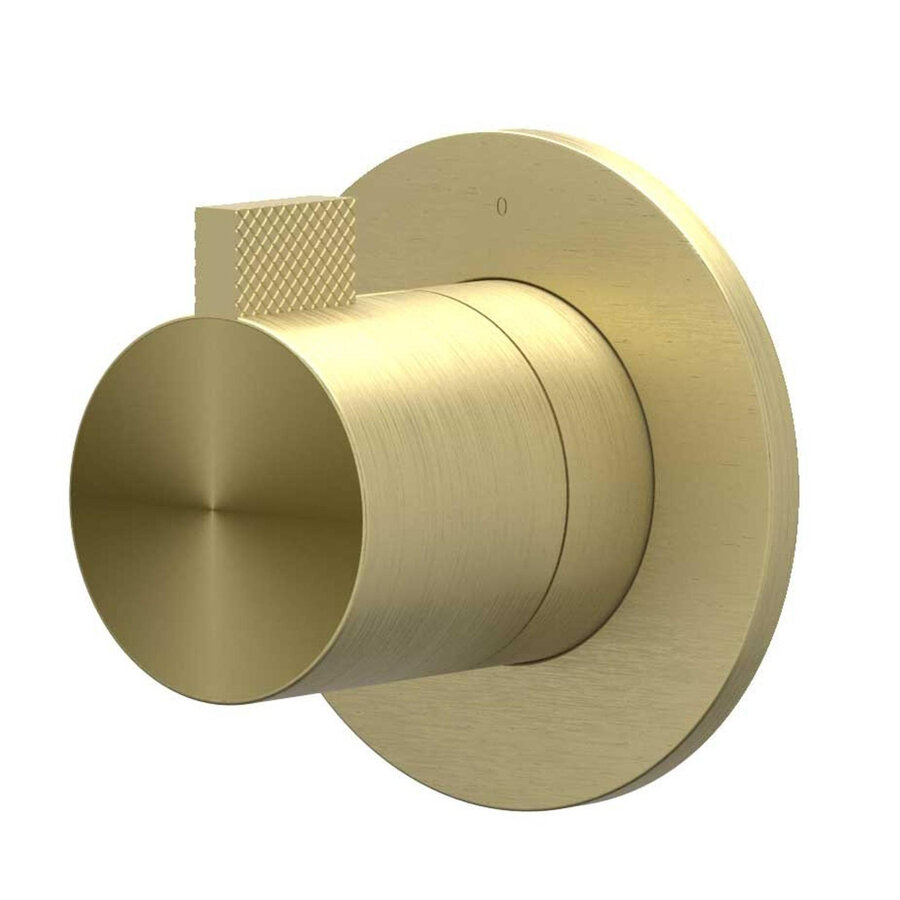 Afbouwdeel IVY Tribe Doorstroom inbouwstopkraan Symmetry Met Rond Rozet RVS316 Geborsteld Mat Goud PVD