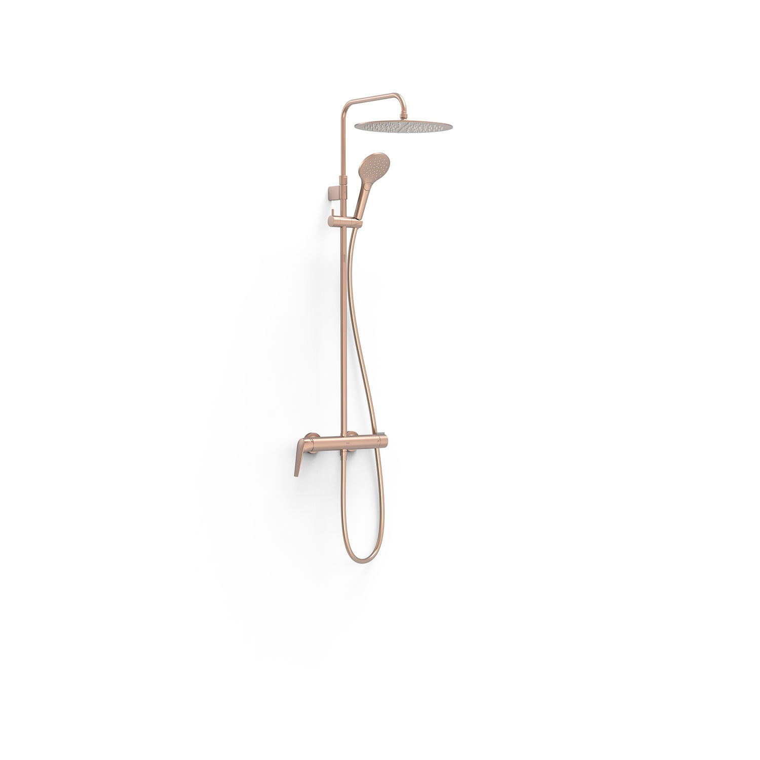 Regendouche Tres Fuji In Hoogte Verstelbaar met Handdouche Mat Rose Gold Tres