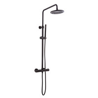 Regendoucheset Opbouw Sanilux Blair Thermostatisch Douchekop 25 cm Mat Zwart