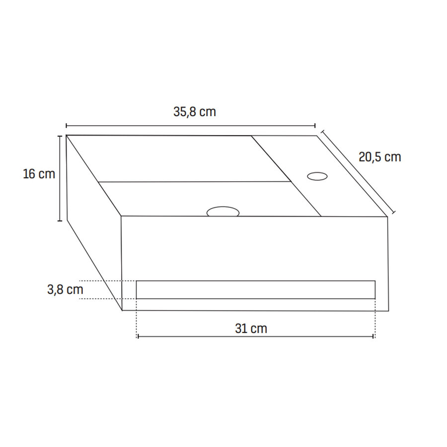 Fontein BWS Veroni met Handdoekhouder Solid Surface Mat Zwart (kraangat rechts)