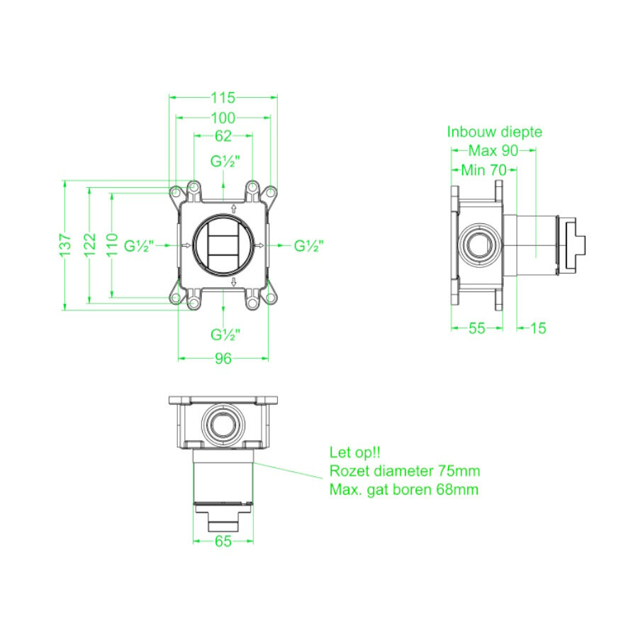 Inbouwbox IVY tbv 2-weg Stop-Omstel Donker Blauw