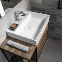 Opbouw Wastafel Sapho Twig Met Wastekapje 60x47 cm Cast Marble Wit