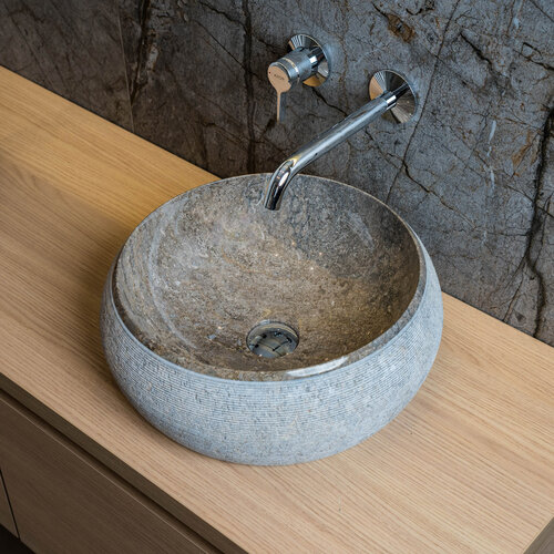 Waskom Loutro Rocky T Rond 40x40x15 cm Marmer Taupe 
