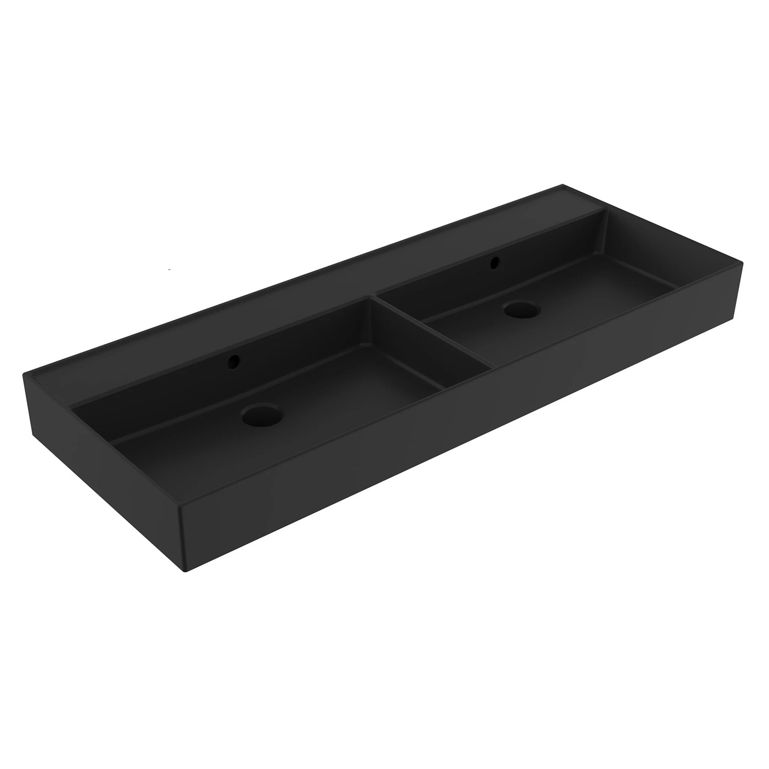 Wastafel Sanilux Edge Keramiek 120 Dubbele Wasbak 0 Kraangaten Mat Zwart Sanilux