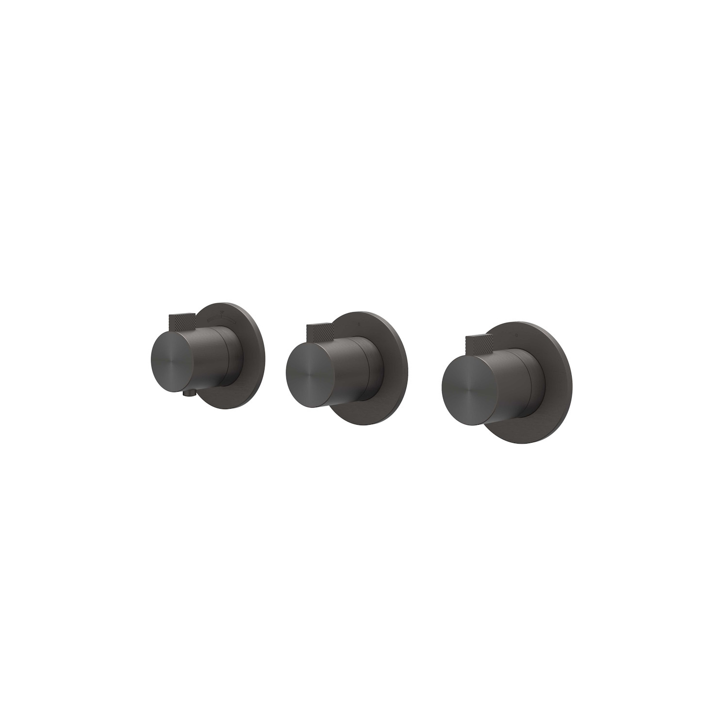 Afbouwdeel IVY Tribe Inbouwthermostaat 2 Stopkranen Symmetry Met Ronde Rozetten RVS316 Geborsteld Carbon Black PVD IVY