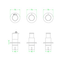 Afbouwdeel IVY Tribe Inbouwthermostaat 2 Stopkranen Symmetry Met Ronde Rozetten RVS316 Geborsteld Carbon Black PVD