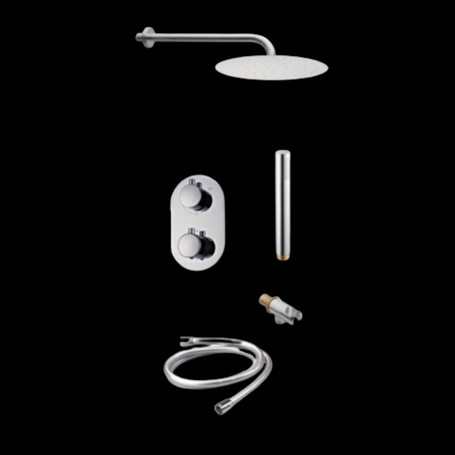Doucheset Sanilux Rubb Inbouw Met Thermostaat, Douchekop 30 cm, Doucheslang en Handdouche Chroom Sanilux