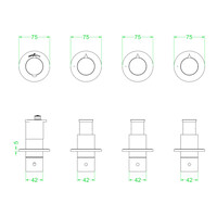 Afbouwdeel IVY Concord Inbouwthermostaat 3 Stopkranen Symmetry Met Ronde Rozetten RVS316 Geborsteld Mat Koper PVD