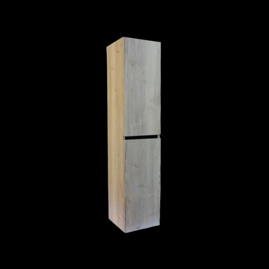 Kolomkast Sanilux Trendline Met Greeplijst Mat Zwart 160x35x35 Cm Naturel Oak