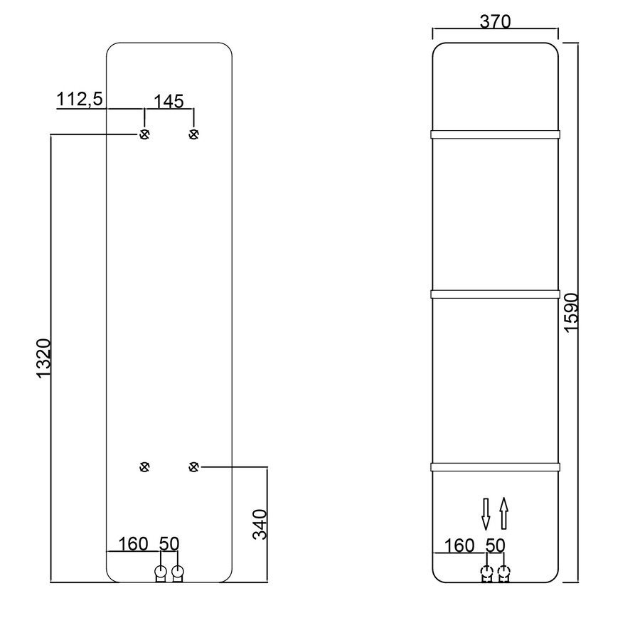 Designradiator Sapho Tabella 37x159 cm Mat Wit