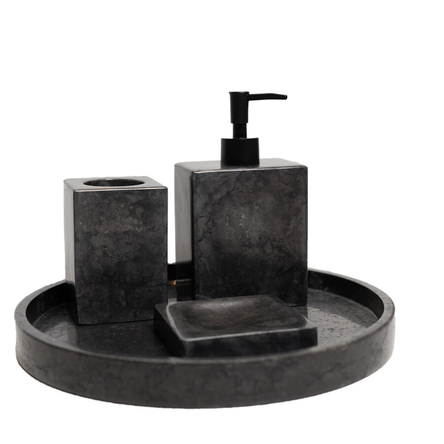 Accessoires set Loutro Sabii Bestaande Uit Tandenborstelhouder, Zeephouder, Zeeppompje en Zeepschaal Antraciet