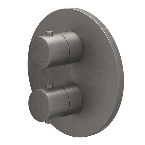 Afbouwdeel IVY Bond Inbouwthermostaat 1 Stopkraan Met Rond Rozet Geborsteld Metal Black PVD 