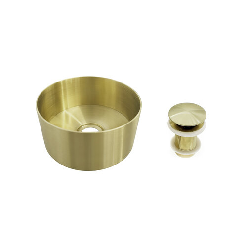 NIET MEER LEVERBAAR BWS Industrial Mini 21 cm Incl Waste Geborsteld Messing PVD 