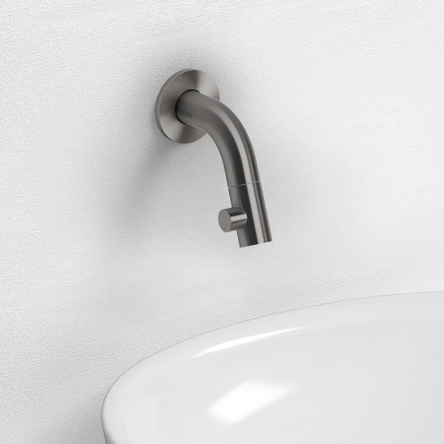 Fonteinkraan Clou Kaldur Korte Uitloop Wandmontage Gunmetal Geborsteld PVD