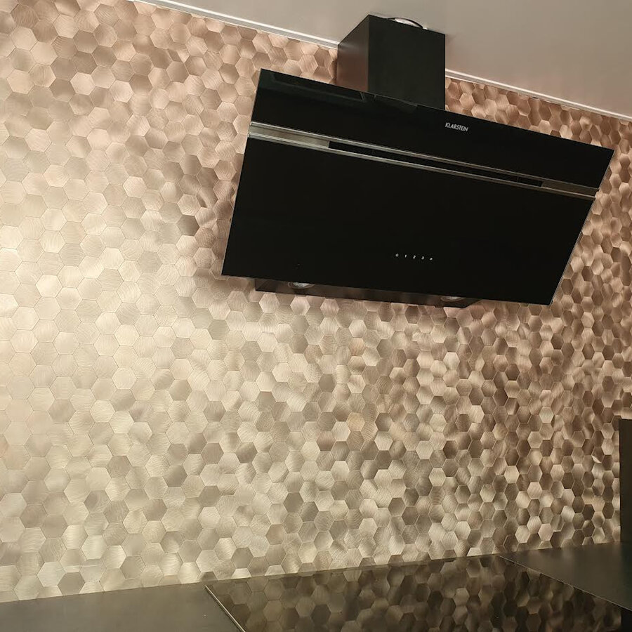 Mozaïek Isodeco Steenstrip Hexagon Zelfklevend 29.0x28.0 cm Geborsteld Goud (Prijs Per Stuk)