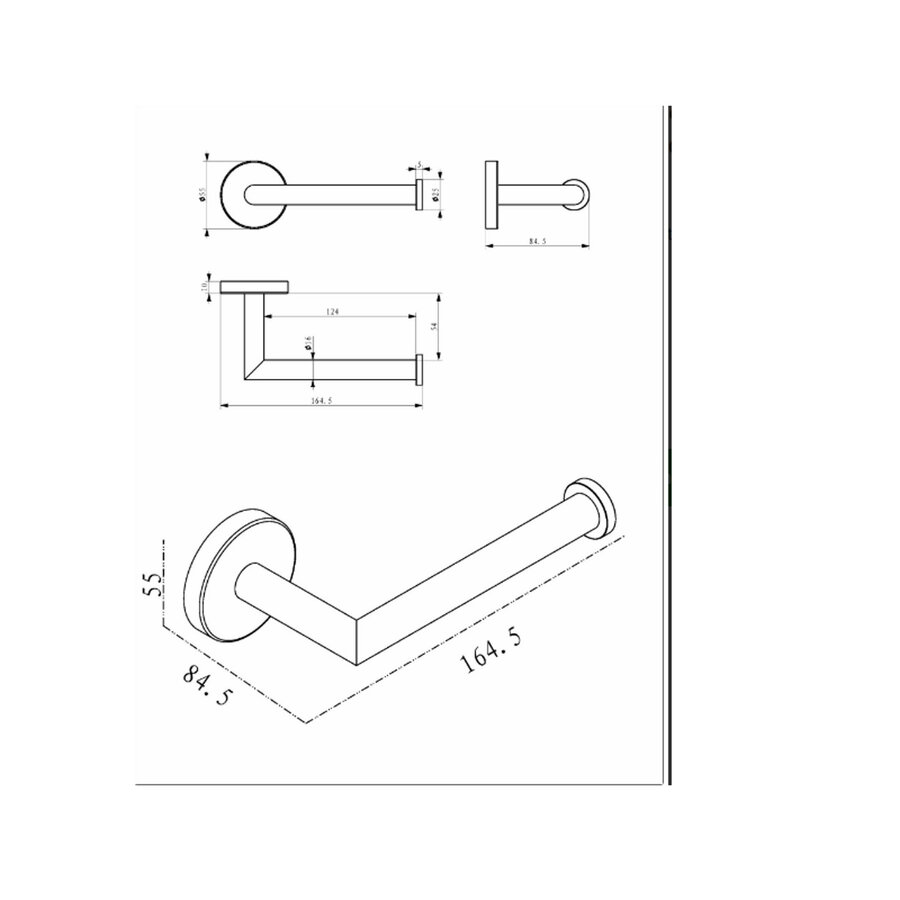 Toiletrolhouder BWS Antonia Met Vaste Arm RVS Geborsteld
