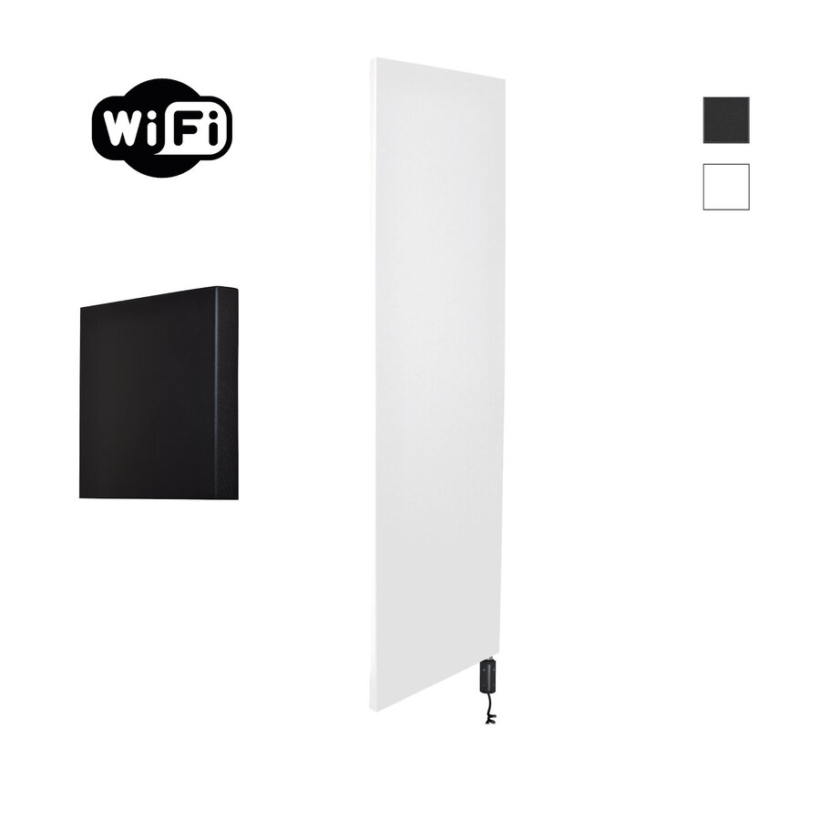 Radiator Sanicare Denso Met WiFi 180 x 40 cm Mat Wit Met Thermostaat Zwart Rechtsonder